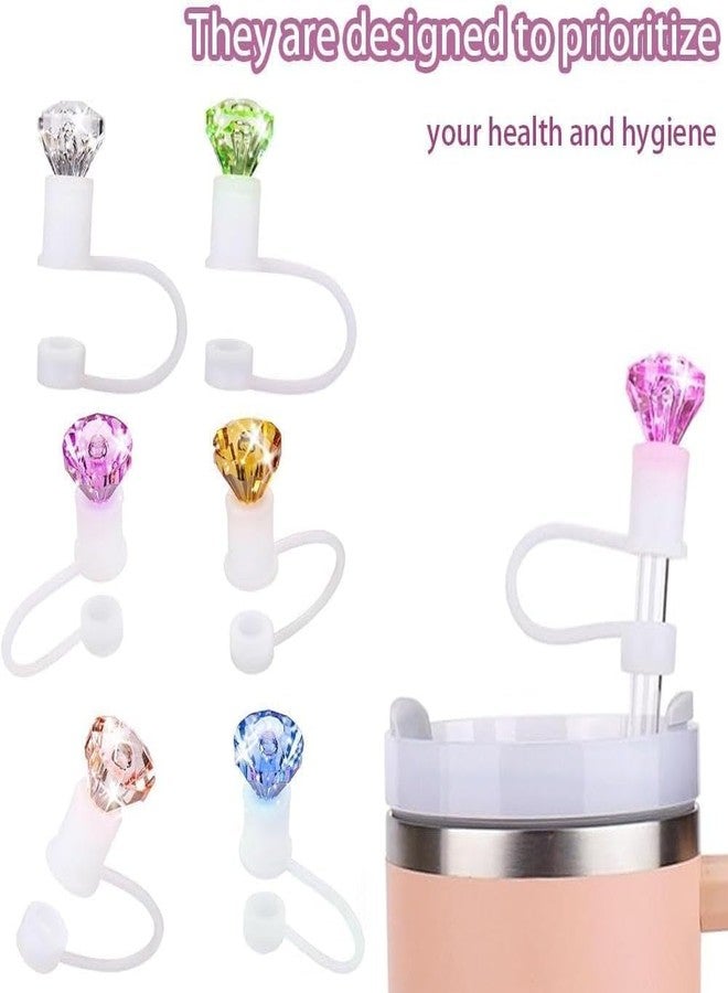 Zenarao Straw Covers, 0.4 in 10 mm Stanley Straw Topper Diamond Designs Straws Stoppers Tips with Handle for Water Bottle 30 & 40 Oz Cups Accessories Silicone Reusable Lids (Red) - Image 4
